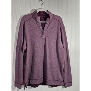 Tommy Bahama 1/4 Zip Pullover Mens Lg Deep Red 100% Pima Cotton Windbreaker